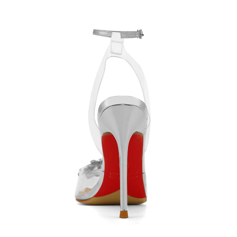 VATOE Diamante Transparent PVC High Heel Naked Sandals - 10cm - ithelabel.com