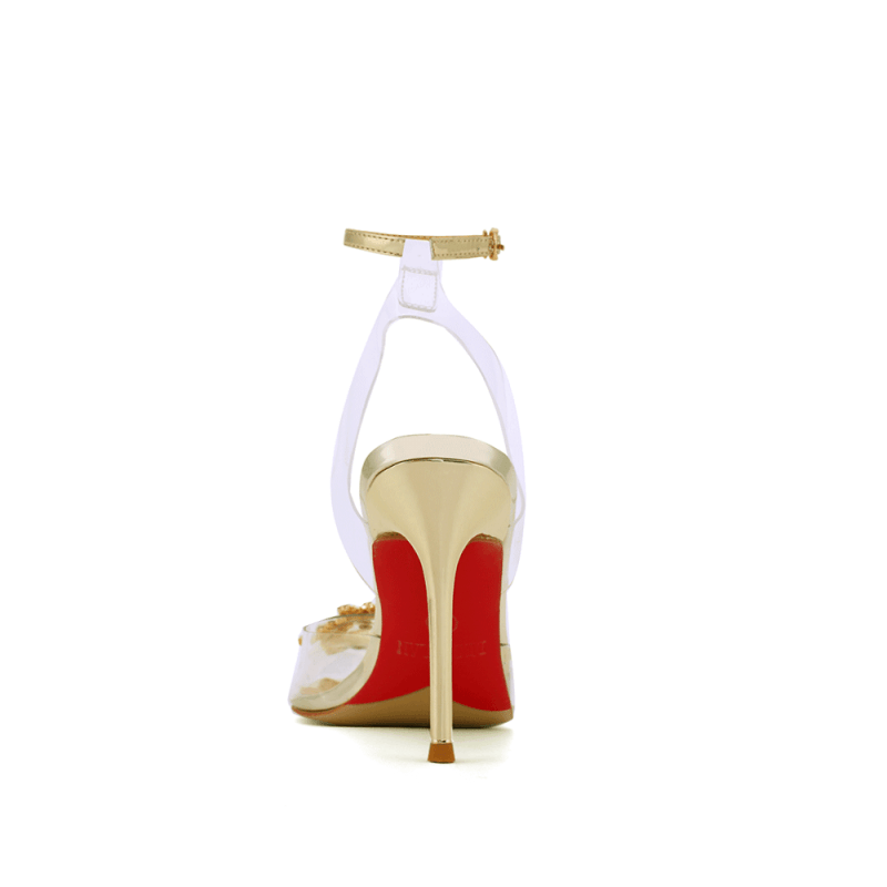 VATOE Diamante Transparent PVC Mid Heel Naked Sandals - 8cm - ithelabel.com