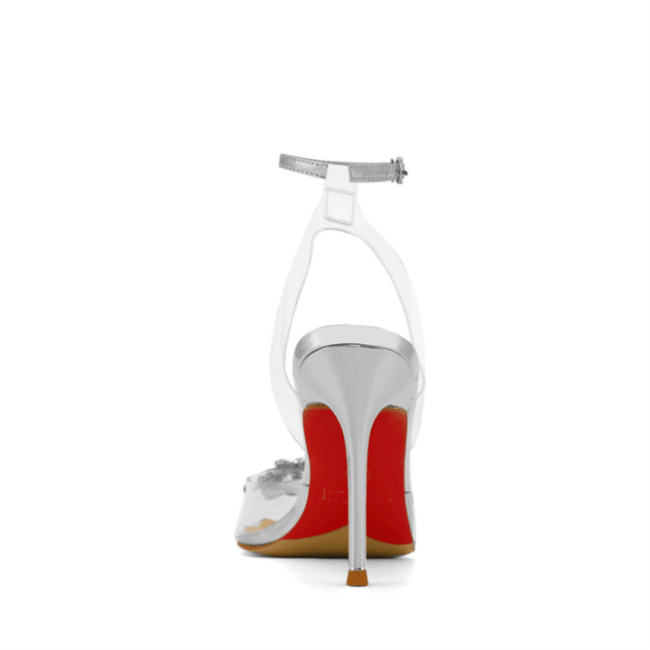 VATOE Diamante Transparent PVC Mid Heel Naked Sandals - 8cm - ithelabel.com