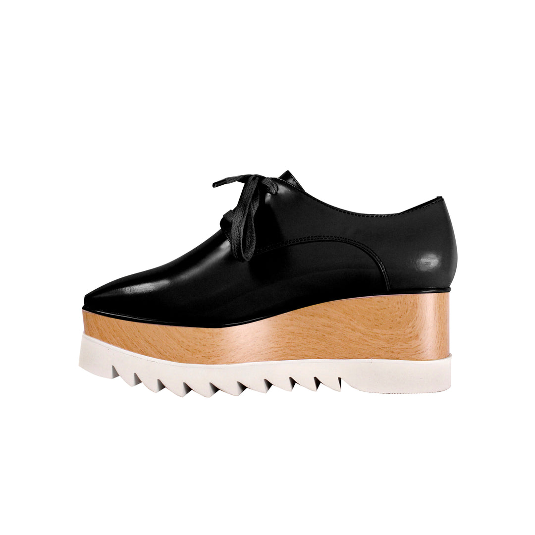 WEMER Lace Up Patent Leather Oxford Platform Sneakers - ithelabel.com