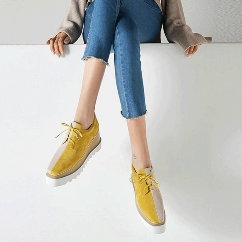 WEMER Lace Up Suede Oxford Platform Sneakers - ithelabel.com