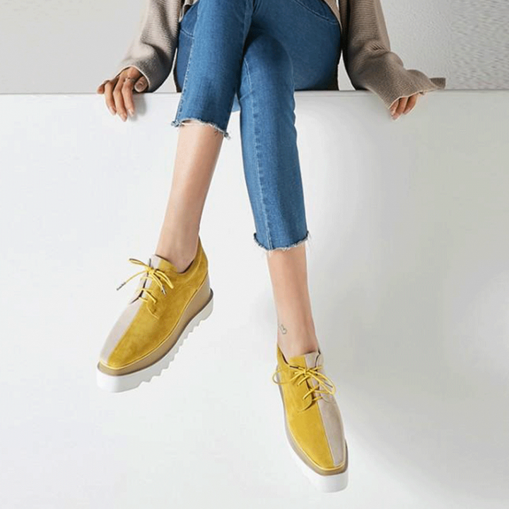 WEMER Lace Up Suede Oxford Platform Sneakers - ithelabel.com