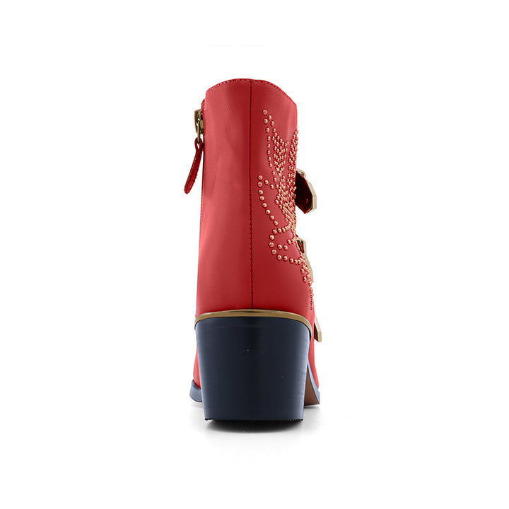 CARMEN Gold Studded Leather Ankle Boots - ithelabel.com