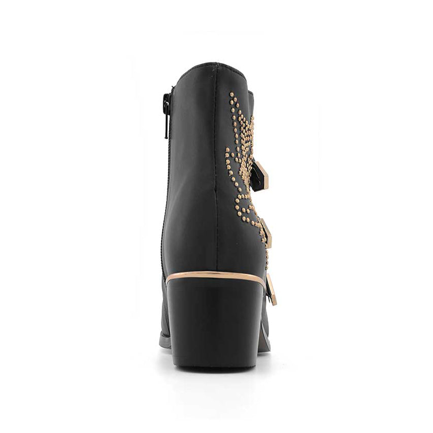 CARMEN Gold Studded Leather Ankle Boots - ithelabel.com