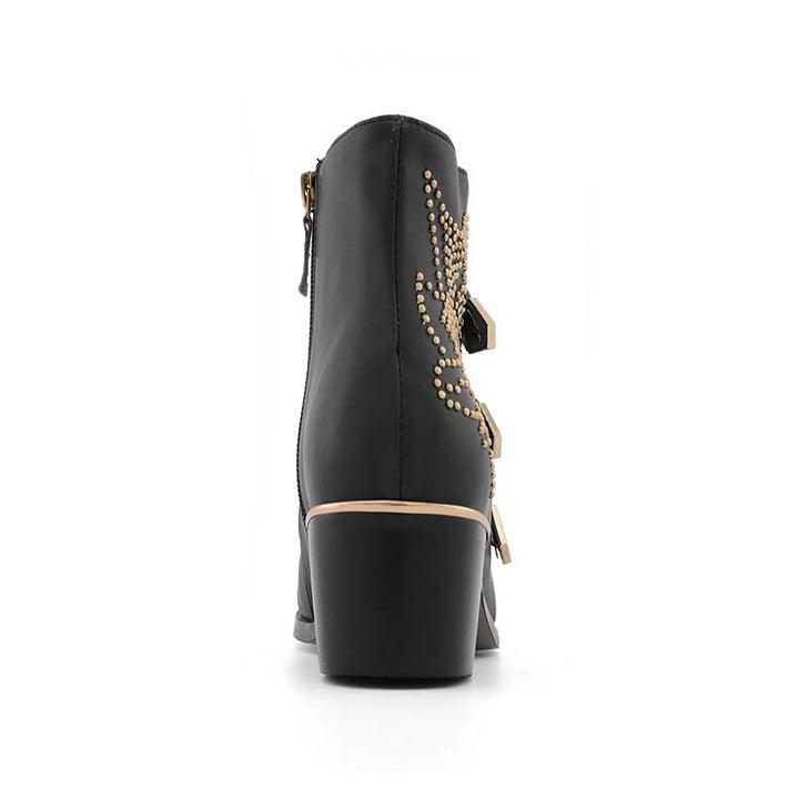 CARMEN Chloe Gold Studded Leather Ankle Boots