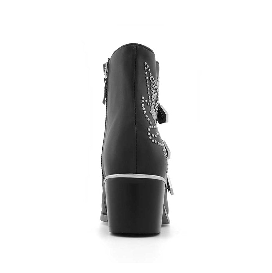 CARMEN Chloe Silver Studded Leather Ankle Boots