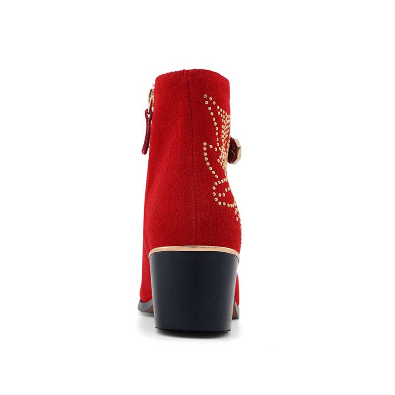CARMEN Gold Studded Suede Ankle Boots - ithelabel.com