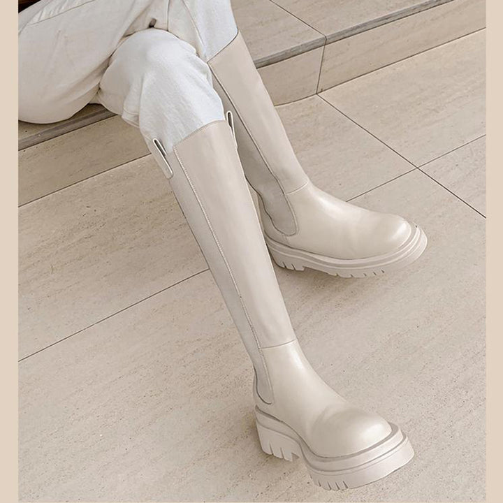 KANIO Platform Leather Knee High Boots - ithelabel.com