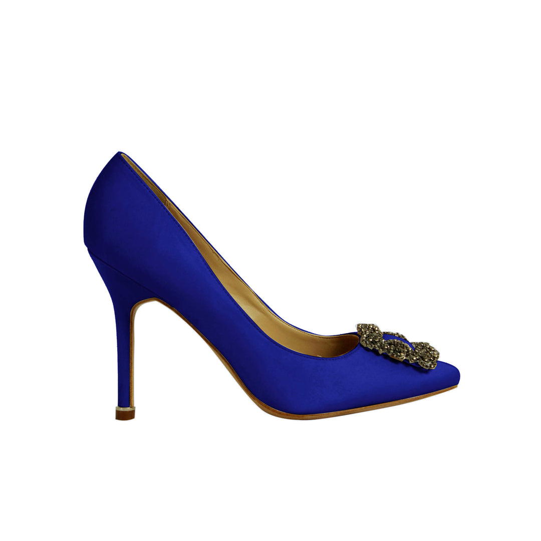 MIRKO Diamante Embellished Satin Pumps - ithelabel.com