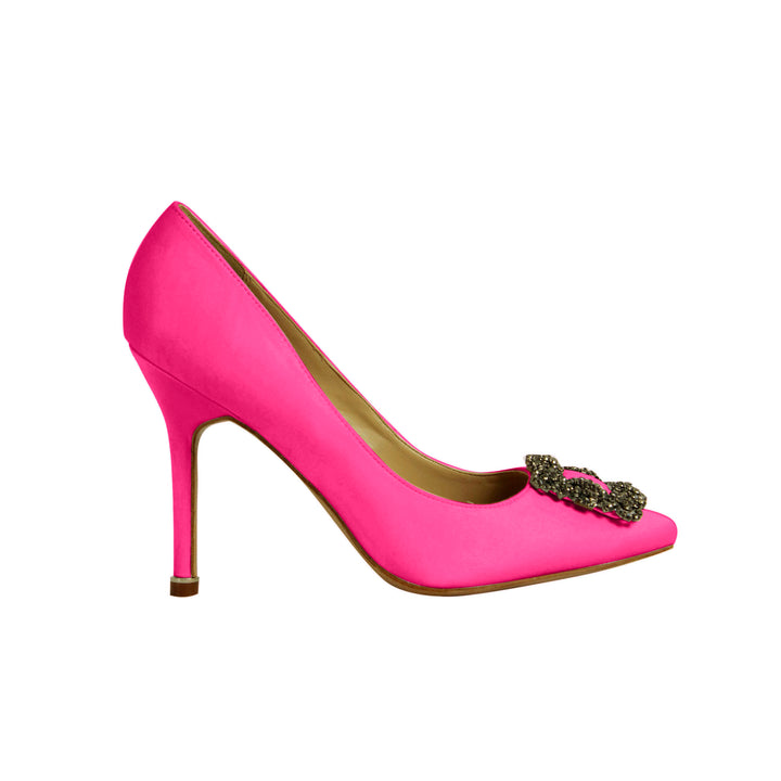 MIRKO Diamante Embellished Satin Pumps - ithelabel.com