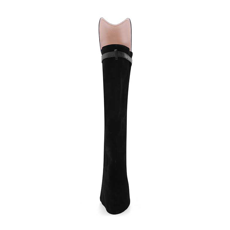 QAMRA Suede Wedged Heel Knee High Boots - ithelabel.com
