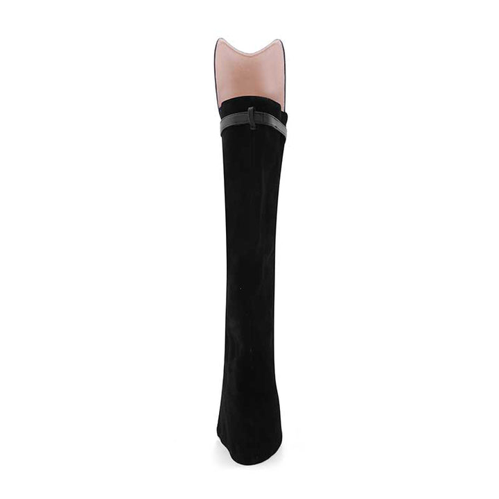 QAMRA Suede Wedged Heel Knee High Boots - ithelabel.com