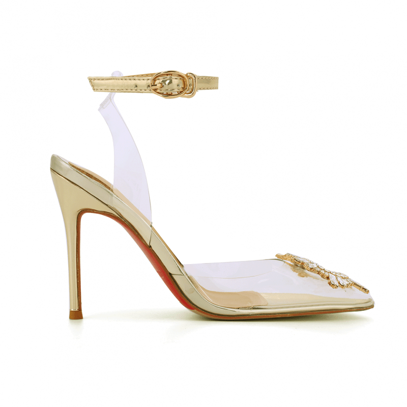 VATOE Diamante Transparent PVC High Heel Naked Sandals - 10cm - ithelabel.com