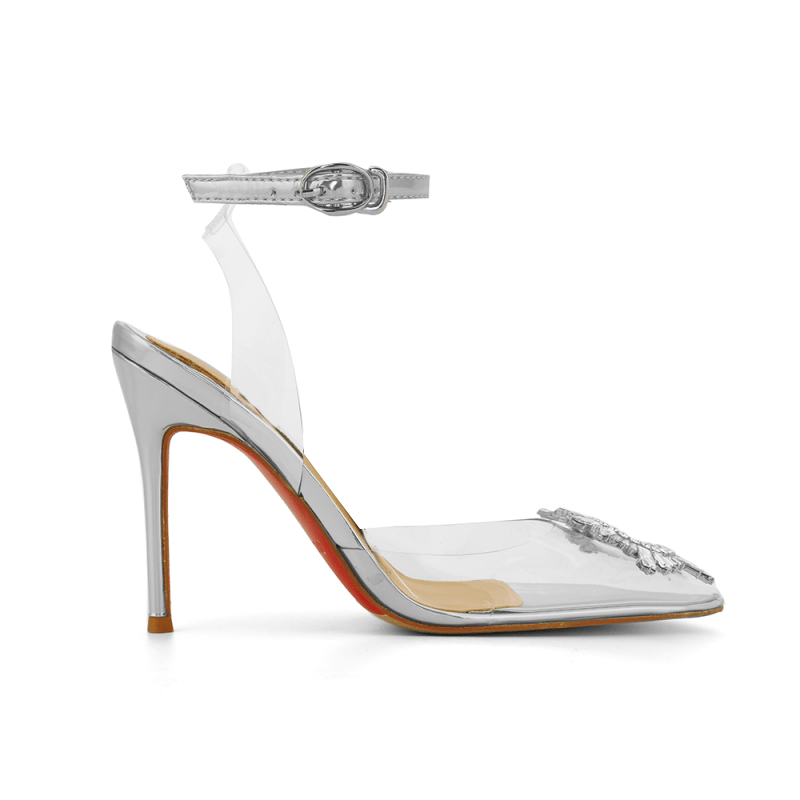 VATOE Diamante Transparent PVC High Heel Naked Sandals - 10cm - ithelabel.com